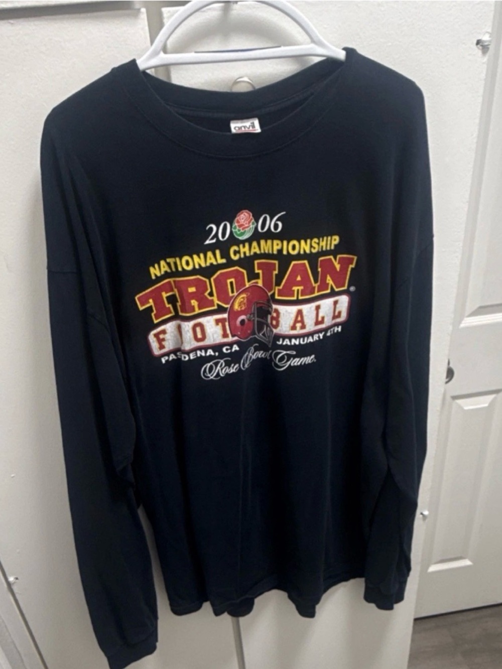 Anvil Black 2006 National Championship Trojan Football Long Sleeve Tee